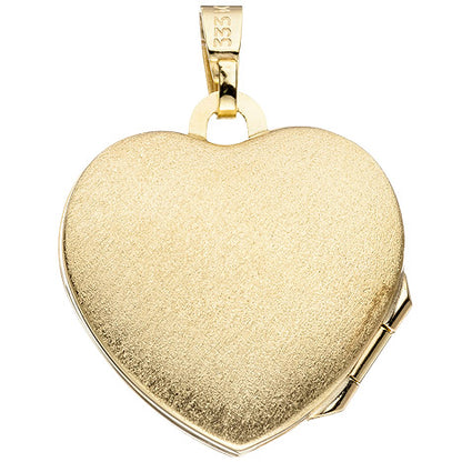 Medaillon Herz Anhänger zum Öffnen für 2 Fotos 333 Gold mit Kette 45 cm