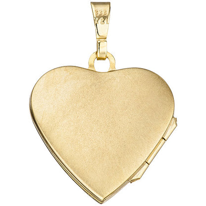 Medaillon Herz Anhänger zum Öffnen für Fotos 333 Gold 1 Zirkonia mit Kette 50 cm
