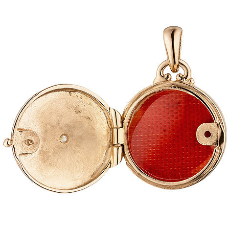 Medaillon rund für ein Foto 925 Sterling Silber rotgold vergoldet 1 Zirkonia