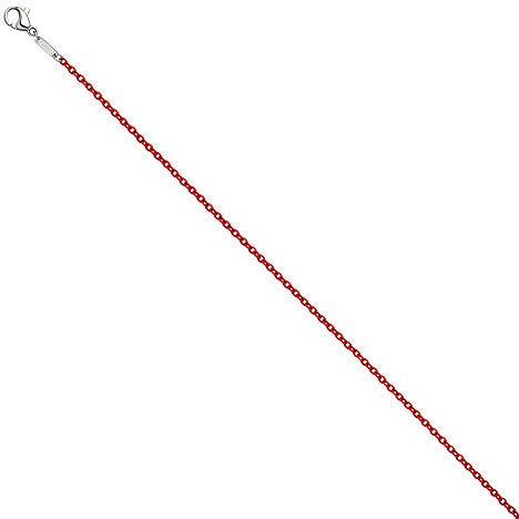 Rundankerkette Edelstahl rot lackiert 42 cm Kette Halskette Karabiner