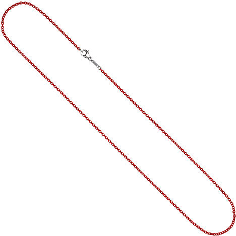 Rundankerkette Edelstahl rot lackiert 42 cm Kette Halskette Karabiner
