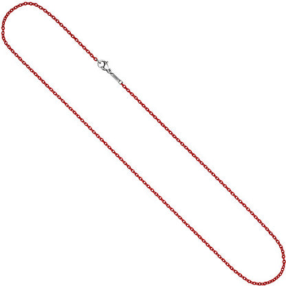 Rundankerkette Edelstahl rot lackiert 42 cm Kette Halskette Karabiner