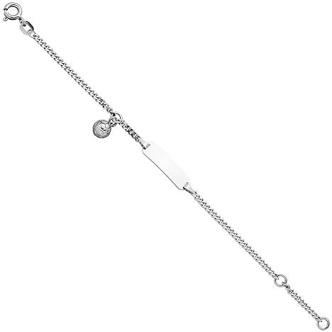 Schildband Fussball 925 Sterling Silber 14 cm Gravur ID Armband