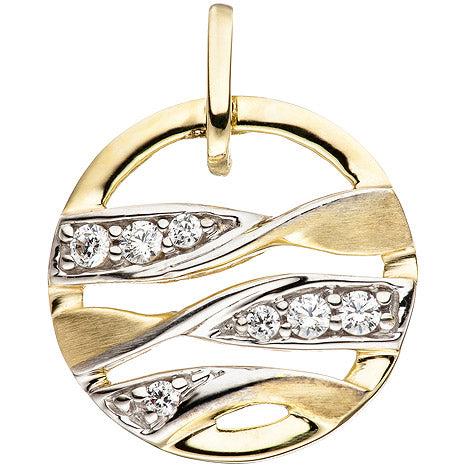 Schmuck-Set 333 Gold Gelbgold mit Zirkonia Ohrringe und Kette 42 cm