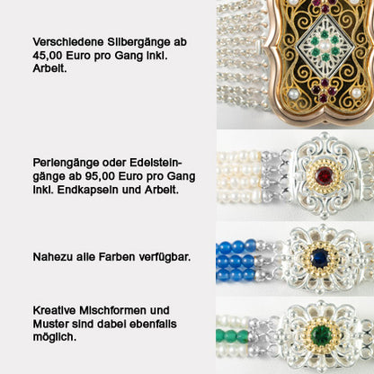 Schließe für Kropfkette 925 Silber Trachtenschmuck hellblau