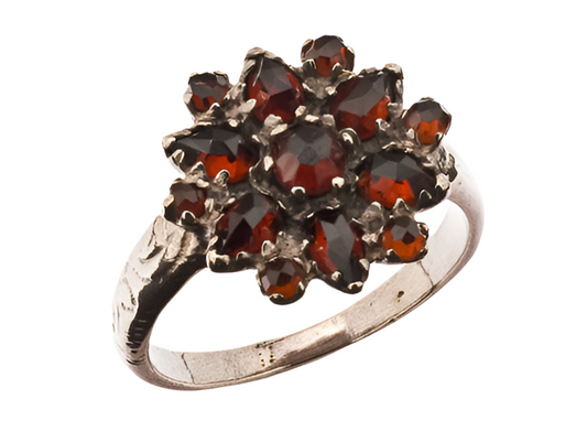 Ring Granat 925 Silber patiniert