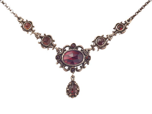 Collier Granat 925 Silber patiniert