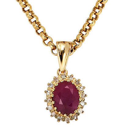 Anhänger 585 Gold Gelbgold 16 Diamanten 0 16ct. 1 Rubin rot Goldanhänger