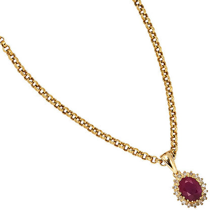 Anhänger 585 Gold Gelbgold 16 Diamanten 0 16ct. 1 Rubin rot Goldanhänger