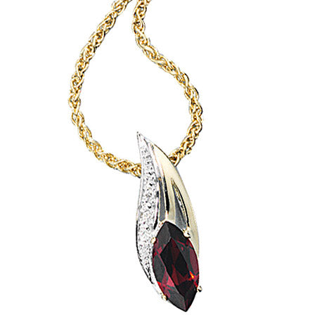 Anhänger 585 Gold Gelbgold 2 Diamanten Brillanten 1 Granat rot Goldanhänger
