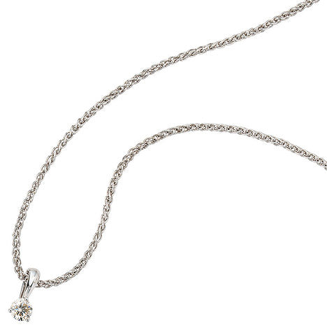 Anhänger 585 Gold Weißgold 1 Diamant Brillant 0 25ct. Solitär Diamantanhänger
