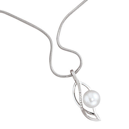 Anhänger 585 Gold Weißgold 1 Süßwasser Perle 6 Diamanten Perlenanhänger