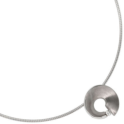 Anhänger 585 Gold Weißgold matt 1 Diamant Brillant 0 07ct. Weißgoldanhänger