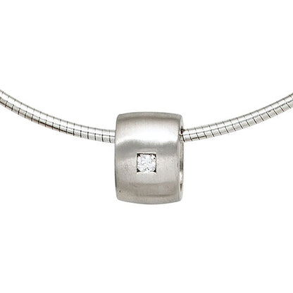 Anhänger 925 Sterling Silber rhodiniert mattiert 1 Diamant Brillant 0 05ct.