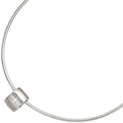 Anhänger 925 Sterling Silber rhodiniert mattiert 1 Diamant Brillant 0 05ct.