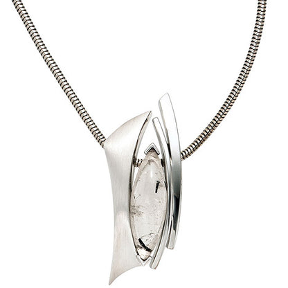 Anhänger 925 Sterling Silber rhodiniert mattiert 1 Turmalinquarz