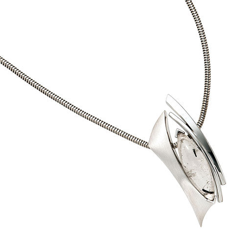 Anhänger 925 Sterling Silber rhodiniert mattiert 1 Turmalinquarz