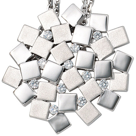 Anhänger 925 Sterling Silber rhodiniert mattiert 11 Zirkonia