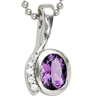 Anhänger 925 Sterling Silber rhodiniert mit Zirkonia lila violett