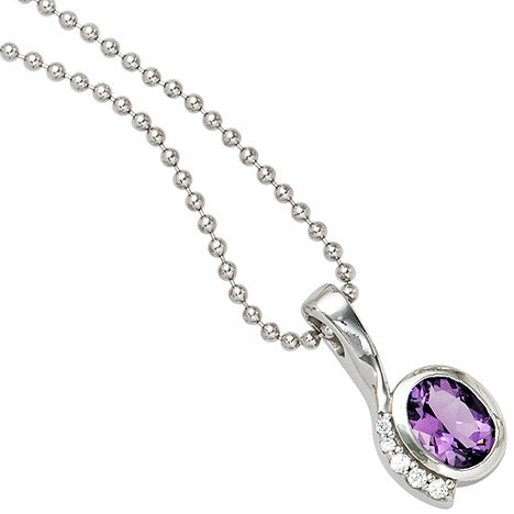 Anhänger 925 Sterling Silber rhodiniert mit Zirkonia lila violett