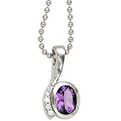 Anhänger 925 Sterling Silber rhodiniert mit Zirkonia lila violett
