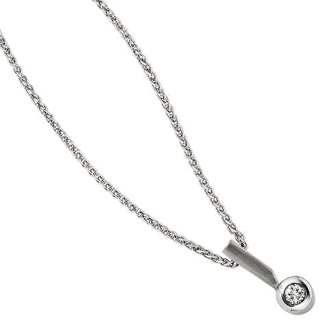 Anhänger 950 Platin teil matt 1 Diamant Brillant 0 16ct. Platinanhänger