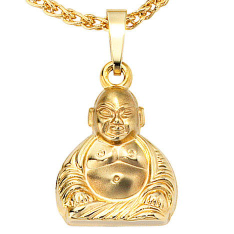 Anhänger Buddha 333 Gold Gelbgold mattiert Goldanhänger