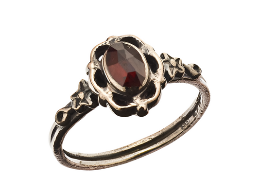 Ring Granat 925 Silber patiniert