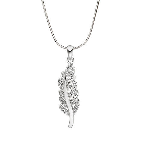 Anhänger Feder 925 Sterling Silber mit Zirkonia Silberanhänger Federanhänger
