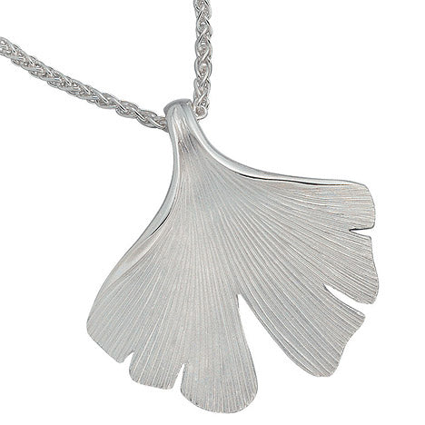Anhänger Ginkgo Ginko 925 Sterling Silber mattiert