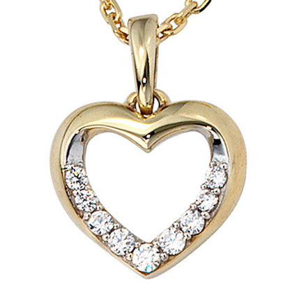 Anhänger Herz 333 Gold Gelbgold bicolor mit Zirkonia Herzanhänger