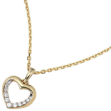 Anhänger Herz 333 Gold Gelbgold bicolor mit Zirkonia Herzanhänger