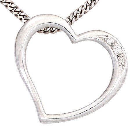 Anhänger Herz 585 Gold Weißgold 3 Diamanten Brillanten 0 03ct. Herzanhänger