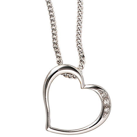 Anhänger Herz 585 Gold Weißgold 3 Diamanten Brillanten 0 03ct. Herzanhänger