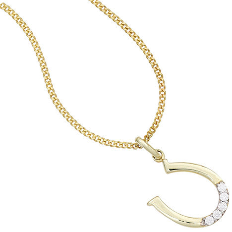 Anhänger Hufeisen 333 Gold Gelbgold bicolor 5 Zirkonia