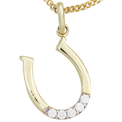 Anhänger Hufeisen 333 Gold Gelbgold bicolor 5 Zirkonia