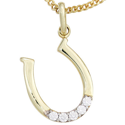 Anhänger Hufeisen 333 Gold Gelbgold bicolor 5 Zirkonia
