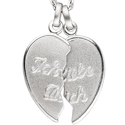 Anhänger Ich Liebe Dich / geteiltes Herz 925 Sterling Silber Partneranhänger