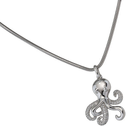 Anhänger Krake 925 Sterling Silber rhodiniert mit Zirkonia Octopus