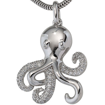 Anhänger Krake 925 Sterling Silber rhodiniert mit Zirkonia Octopus