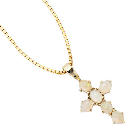 Anhänger Kreuz 585 Gold Gelbgold 6 Opale Kreuzanhänger Goldkreuz