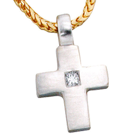 Anhänger Kreuz 950 Platin 1 Diamant 0 06ct. Kreuzanhänger Platinkreuz