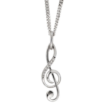 Anhänger Notenschlüssel Musik 585 Gold Weißgold 7 Diamanten Brillanten