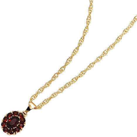 Anhänger oval 375 Gold Gelbgold 11 Granate rot