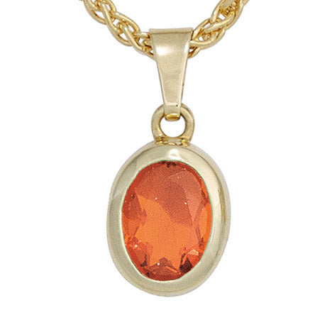 Anhänger oval 585 Gold Gelbgold 1 Feueropal rot Goldanhänger