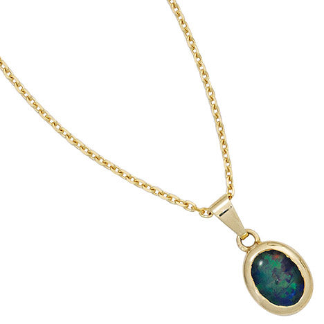 Anhänger oval 585 Gold Gelbgold 1 Opal-Triplette Goldanhänger