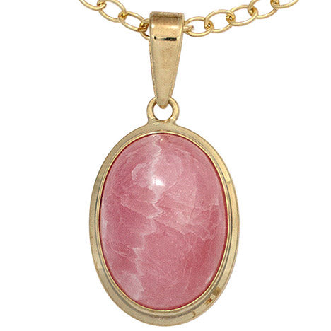 Anhänger oval 585 Gold Gelbgold 1 Rhodochrosit rosa Goldanhänger