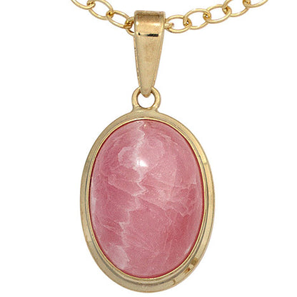 Anhänger oval 585 Gold Gelbgold 1 Rhodochrosit rosa Goldanhänger