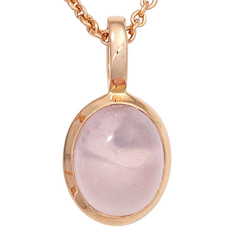Anhänger oval 585 Gold Rotgold 1 Rosenquarz Cabochon rosa Goldanhänger