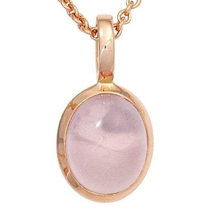 Anhänger oval 585 Gold Rotgold 1 Rosenquarz Cabochon rosa Goldanhänger